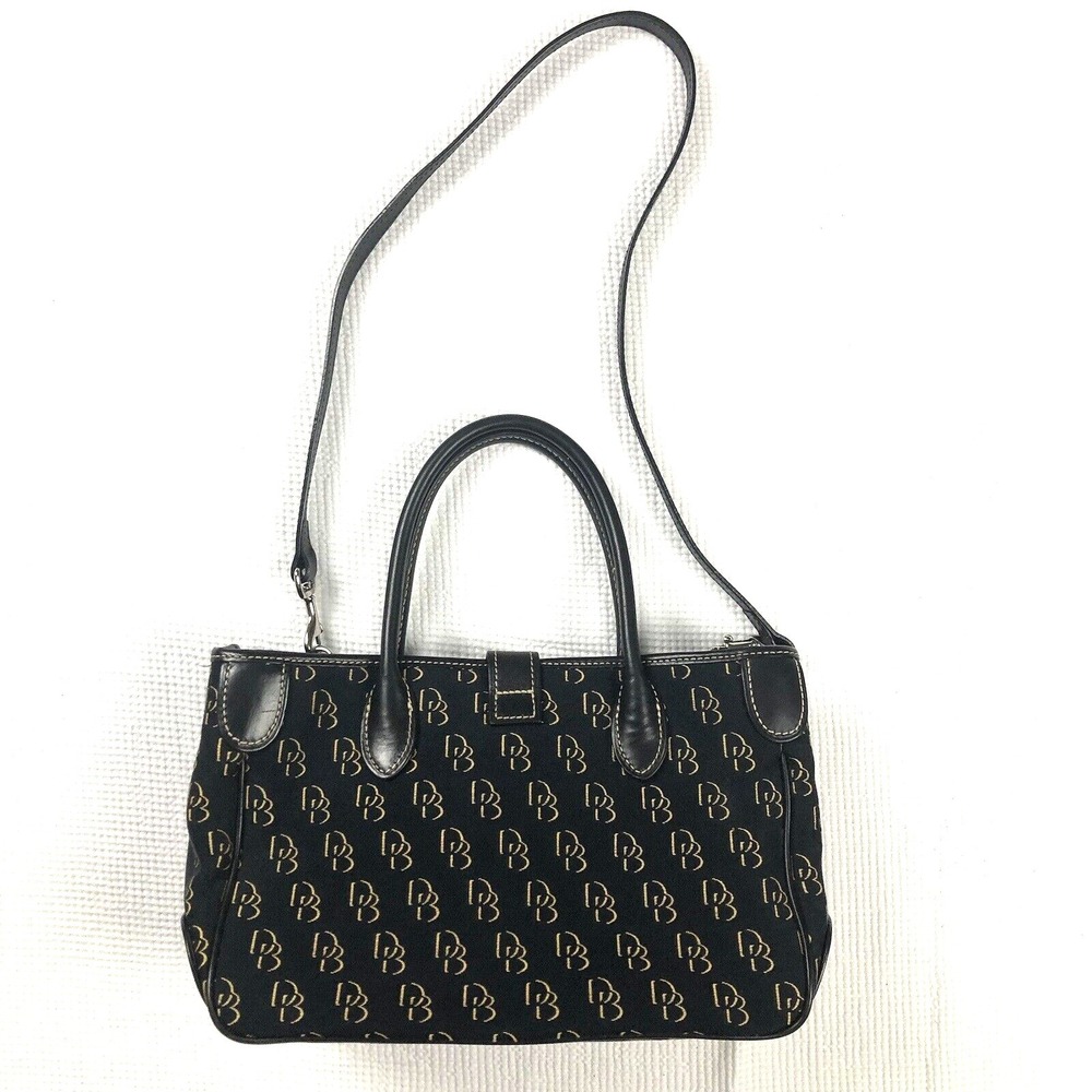 DOONEY & BOURKE Shadow Signature Shoulder Hand Bag Black Gold removable strap - Picture 2 of 16